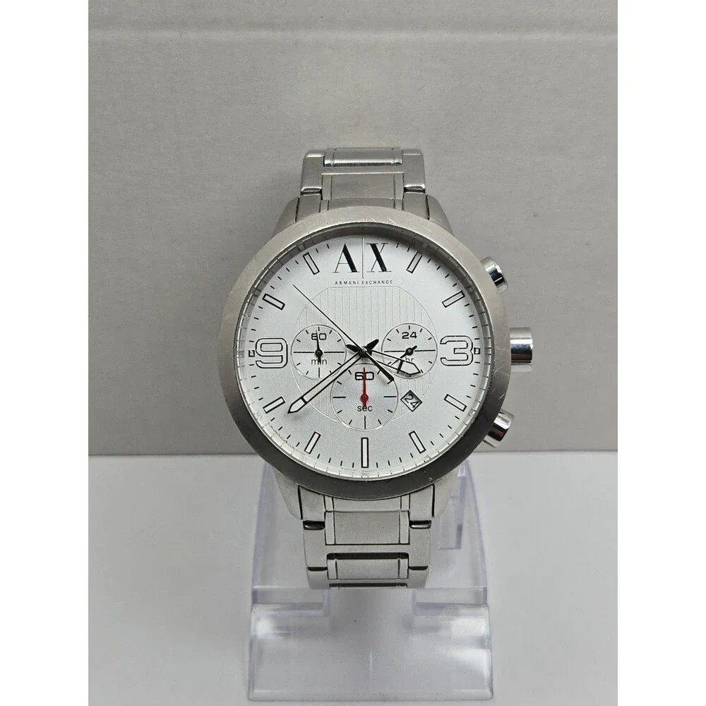 Armani Exchange Mens Chronograph 48mm Stainless Steel Date Watch New Battery